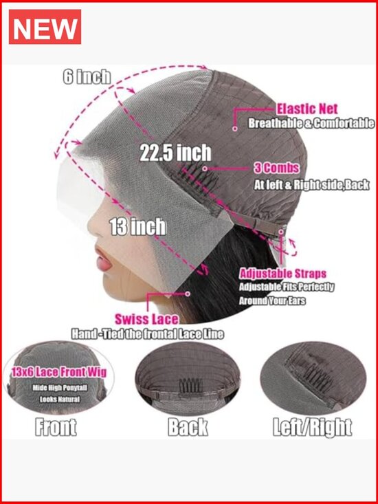 Deep Wave Lace Front Wig Human Hair 13x6 HD Transparent Lace Pre Plucked main image 4